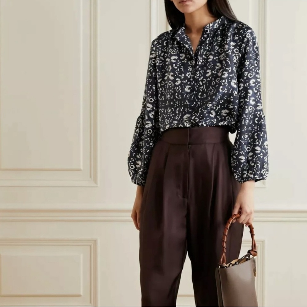 Apiece Apart Silk Core Bravo Popover Top in navy  size 0